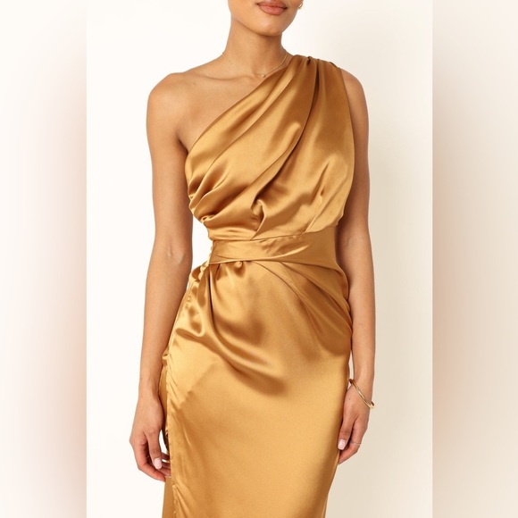 PETAL & PUP NADIA ONE SHOULDER MAXI DRESS - BRONZE SIZE 2 B1566 - Picture 2 of 7